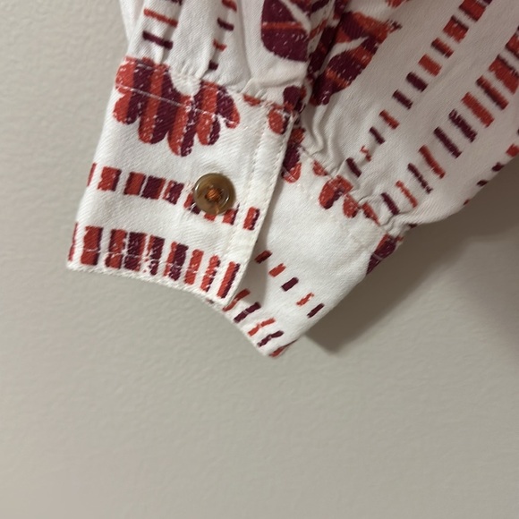 Pilcro Anthropologie Rust Tribal Floral Print 
Button Down Shirt Sz Small Boho - Picture 9 of 11